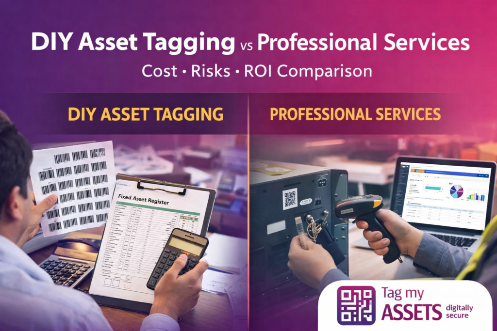 DIY Asset Tagging vs Professional Asset Tagging Services – Cost, Risks and ROI comparison for businesses implementing fixed asset tagging and verification.