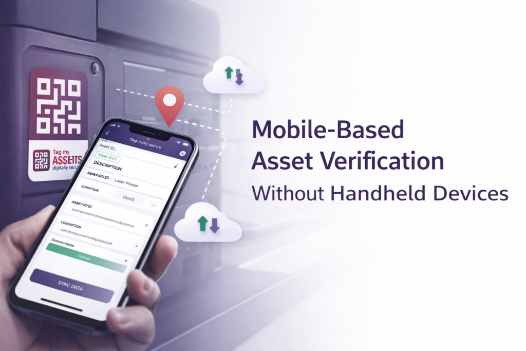 Mobile-based asset verification system using smartphone QR code scanning without handheld devices