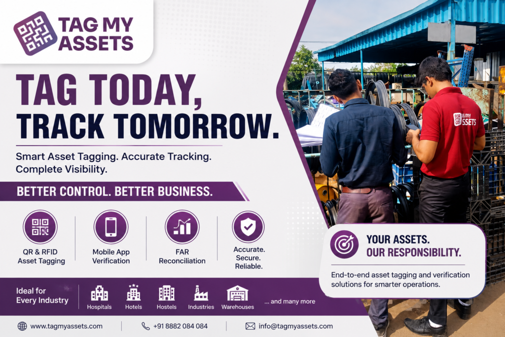Hotel asset tagging and hospitality asset management solutions by TagMyAssets
 using QR code and RFID technology for hotel asset verification, tracking, and FAR reconciliation.