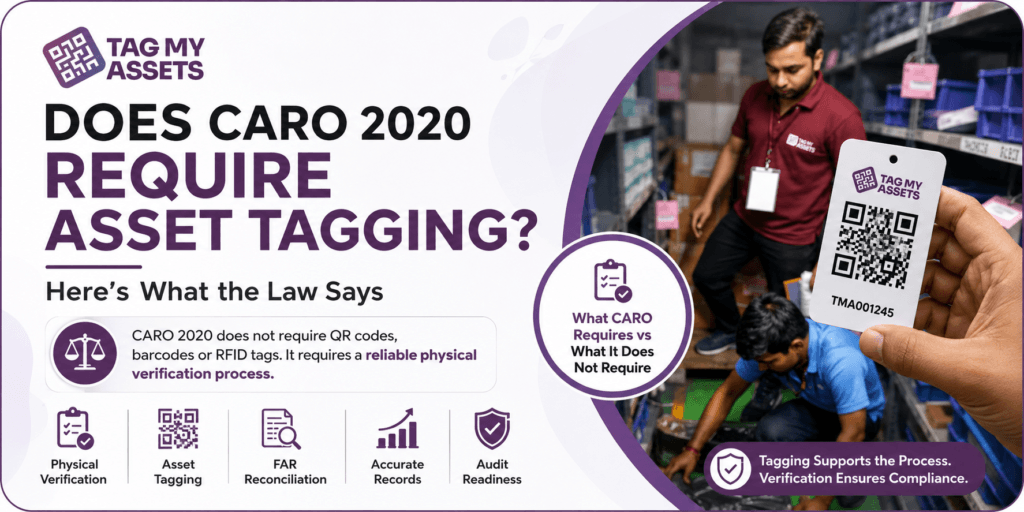 Does CARO 2020 require asset tagging? Physical verification of fixed assets being conducted with QR asset tagging to support FAR reconciliation and audit readiness.