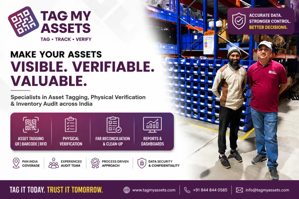 IT asset verification team checking laptop serial numbers through the operating system before applying QR code asset tags